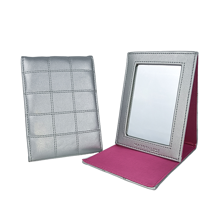 Portable Folding Leather Mirror for MAYBELLINE